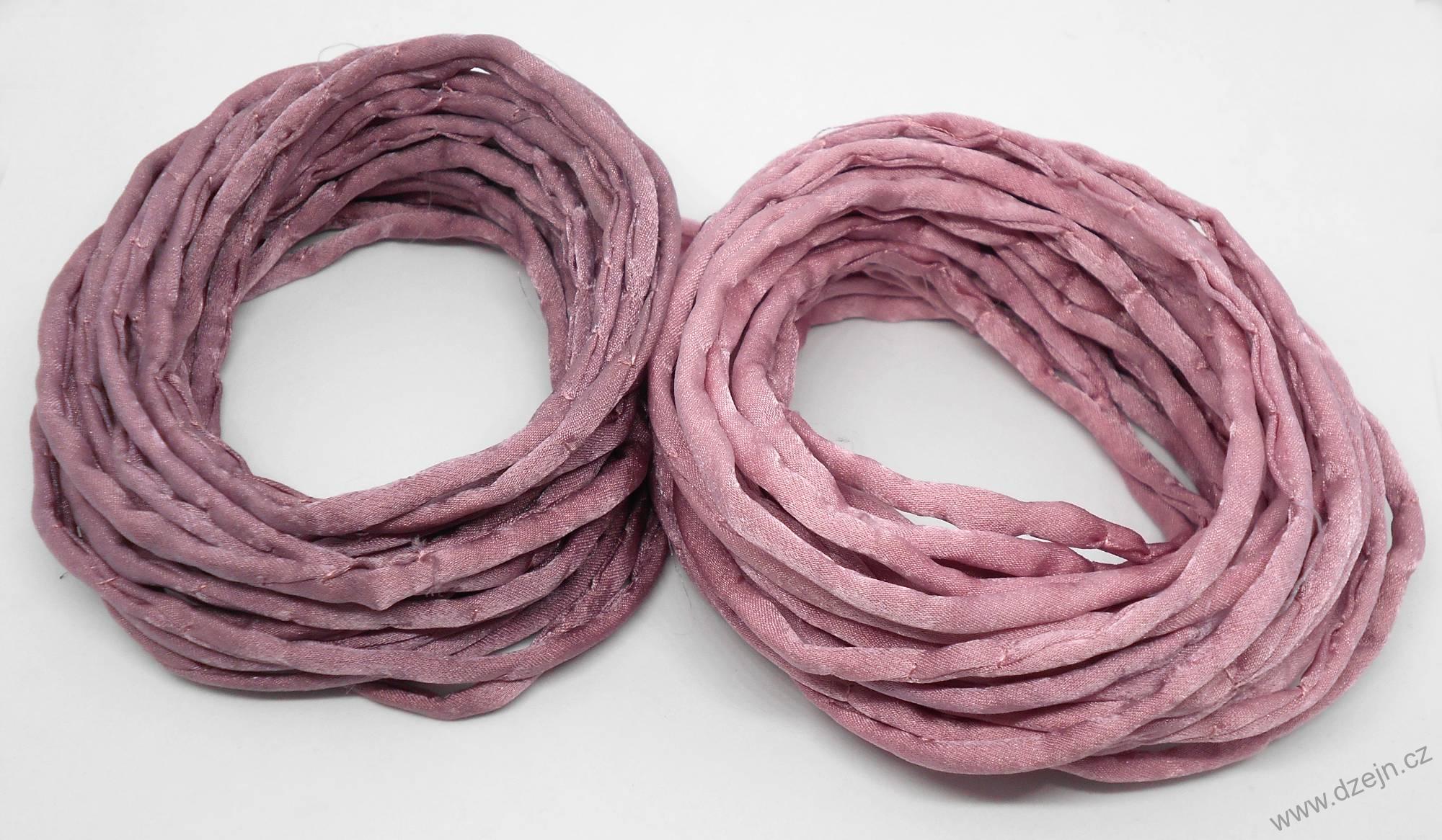 Hedvábná šňůrka silnější růžovofialovobéžová