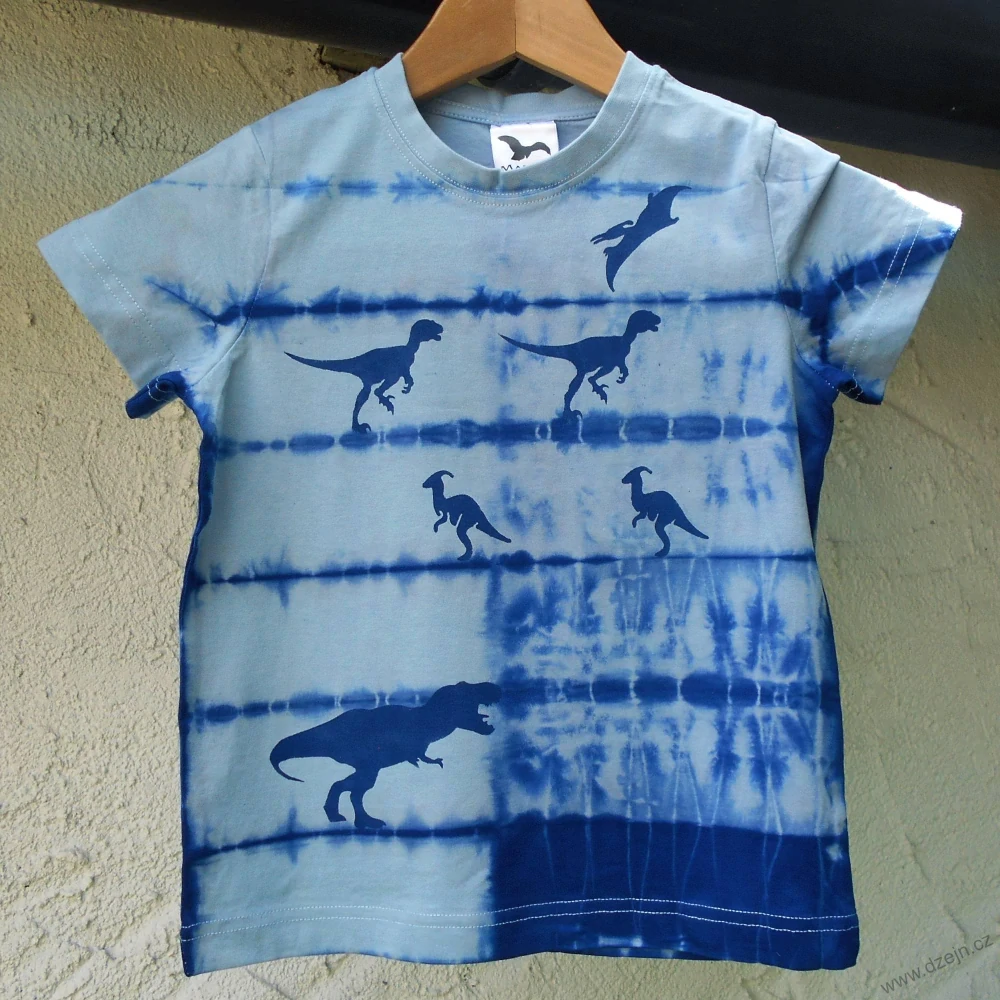 Modré dětské tričko s dinosaury (6 let)