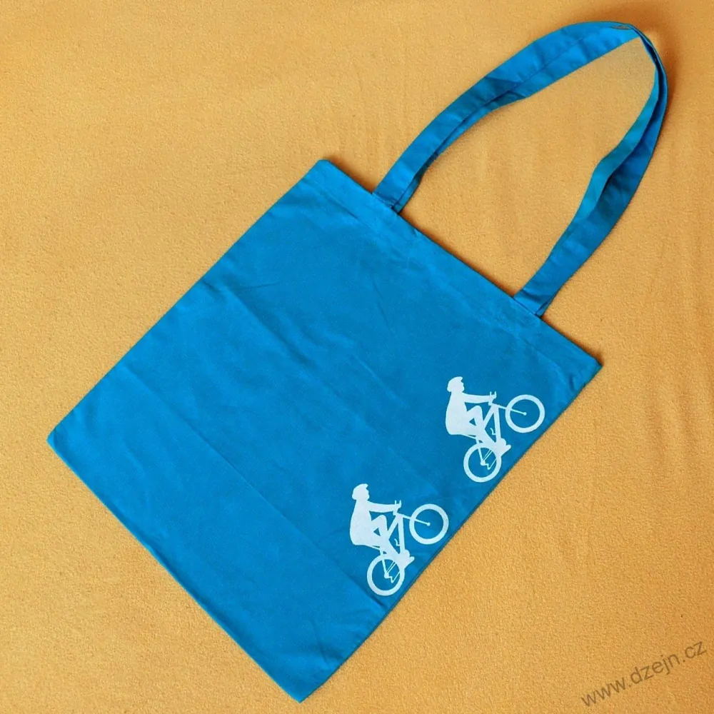 Tyrkysová taška s bílými cyklisty