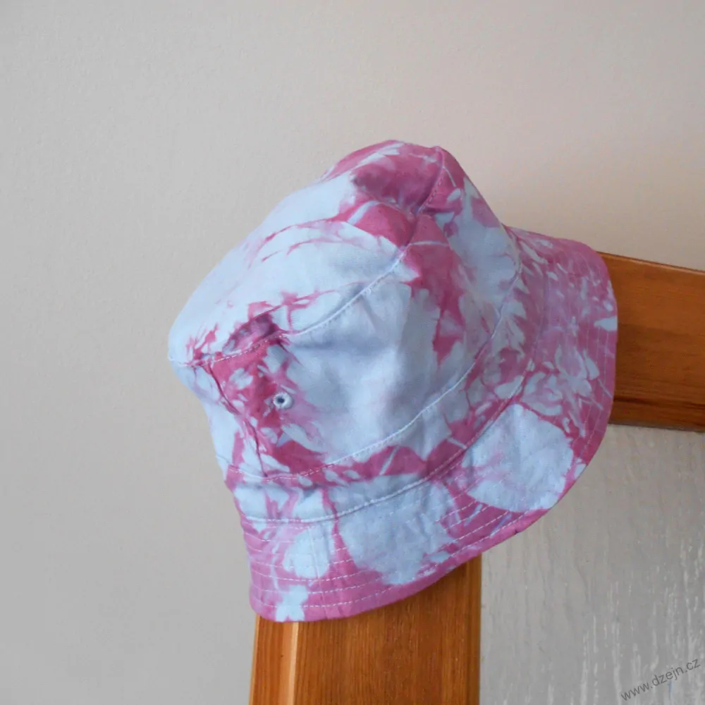 Batikovaný klobouček - modro-růžový