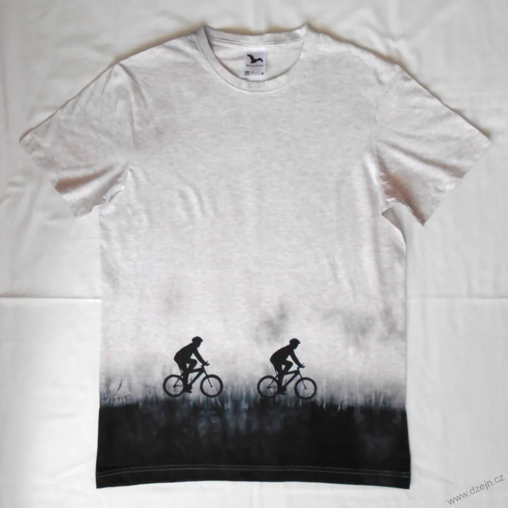 Šedo-černé triko s cyklisty M