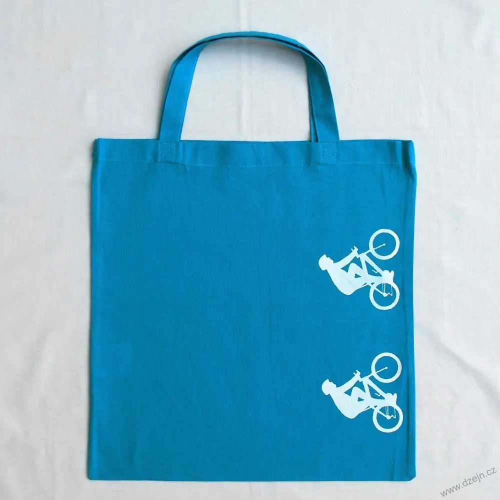 Tyrkysová taška s bílými cyklisty