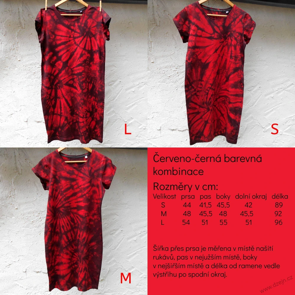 Červeno-černé dámské batikované šaty