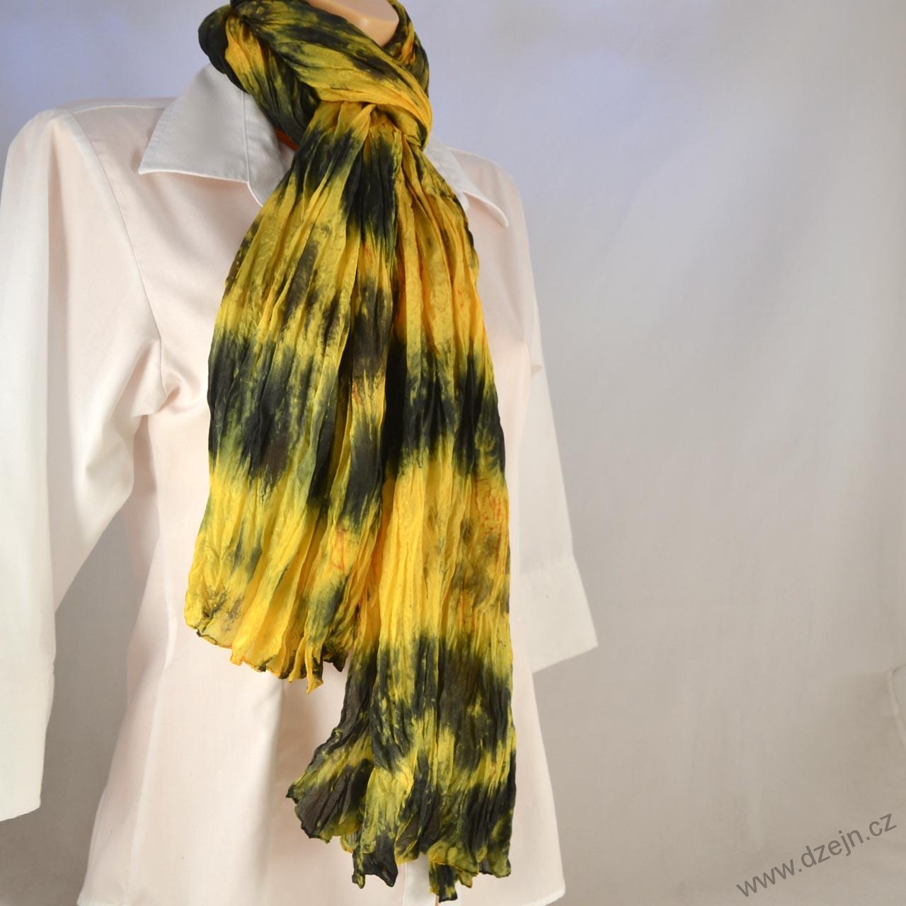 Vrapovaná žluto-černá šála/pareo/pléd