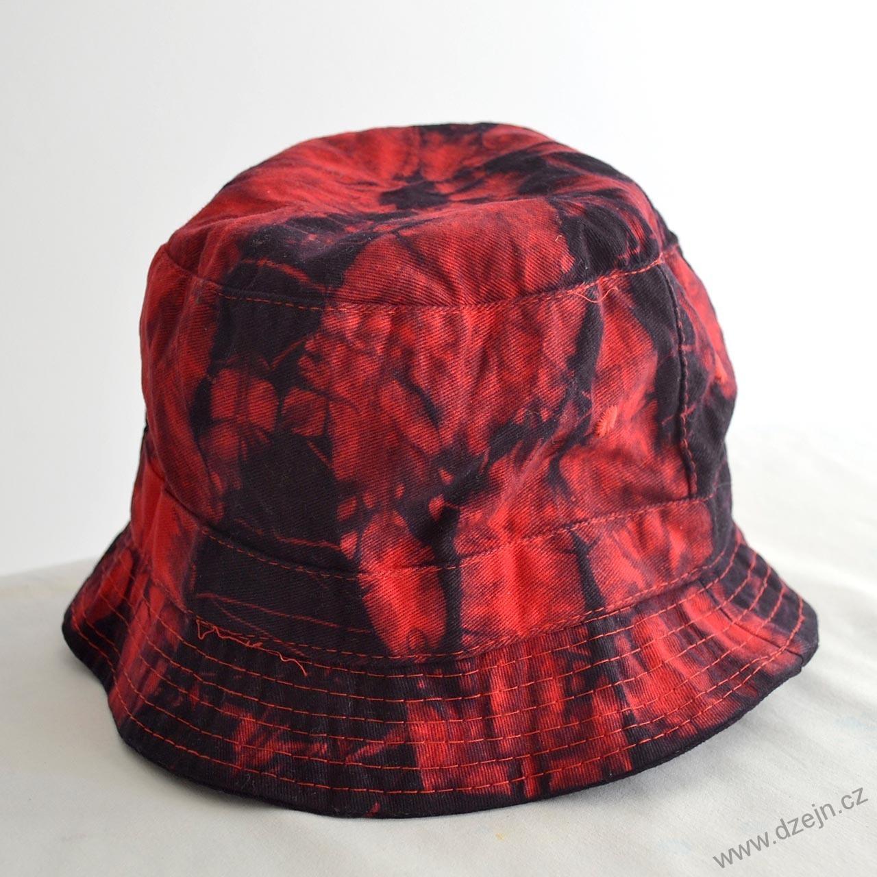 Batikovaný dětský klobouček - červeno-tmavěmodrý