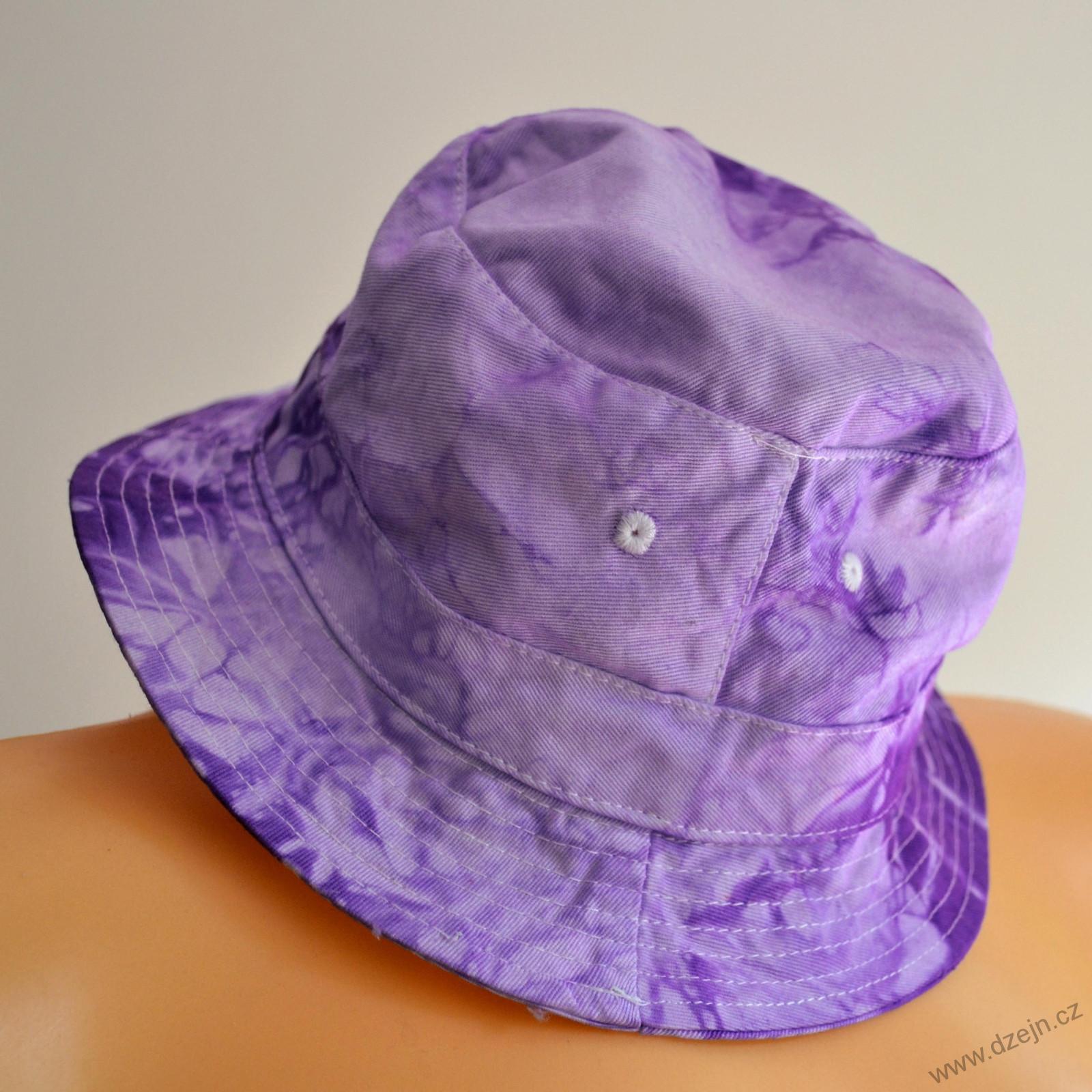 Batikovaný dětský klobouček - modrofialový