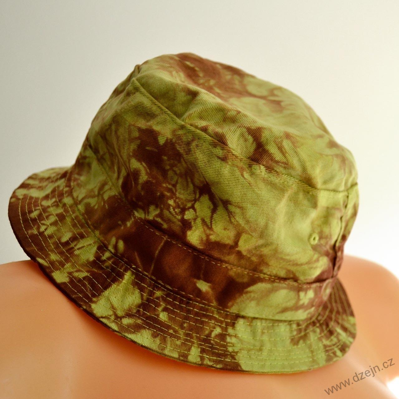 Batikovaný dětský klobouček - zeleno-hnědý