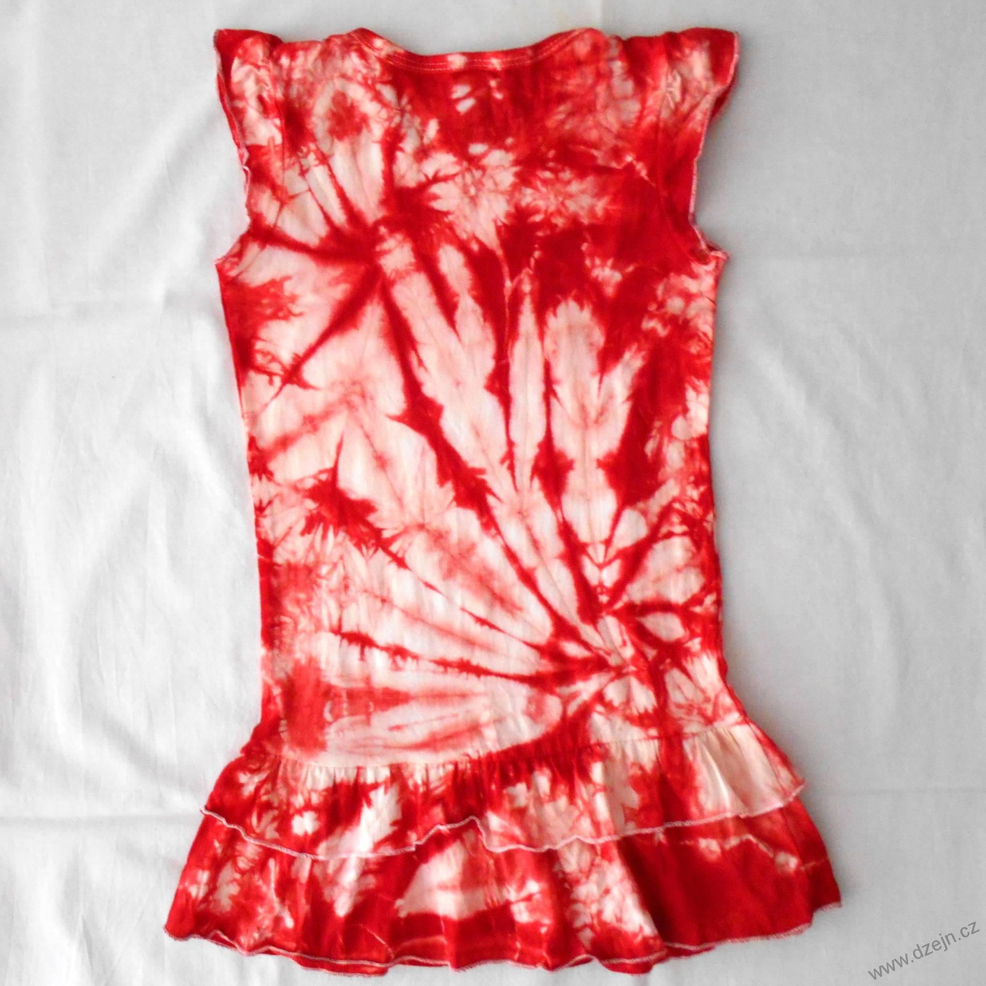 Dívčí bílo-červené batikované šaty 5/6