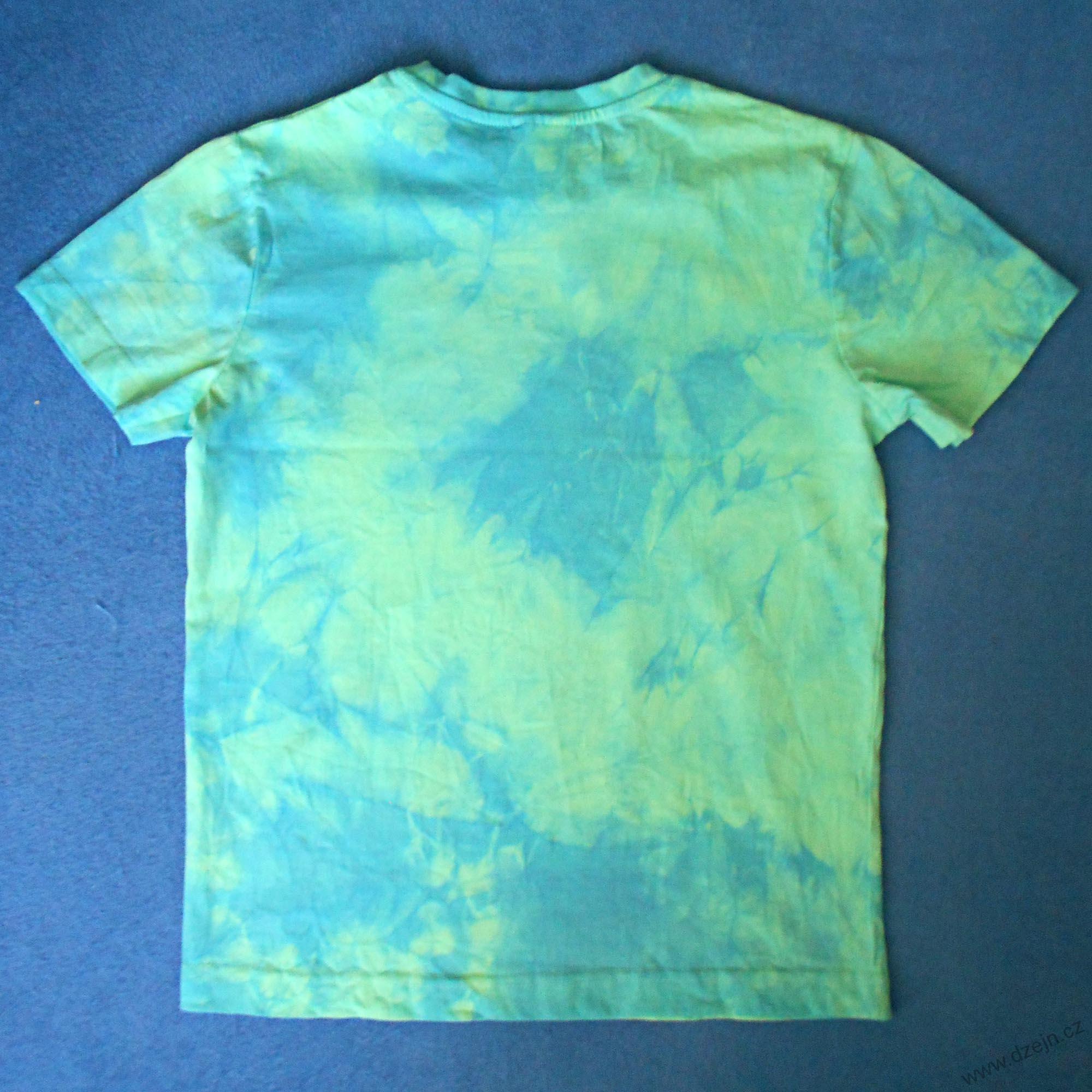 Mentolovo-modré dětské tričko se stopami (10 let)