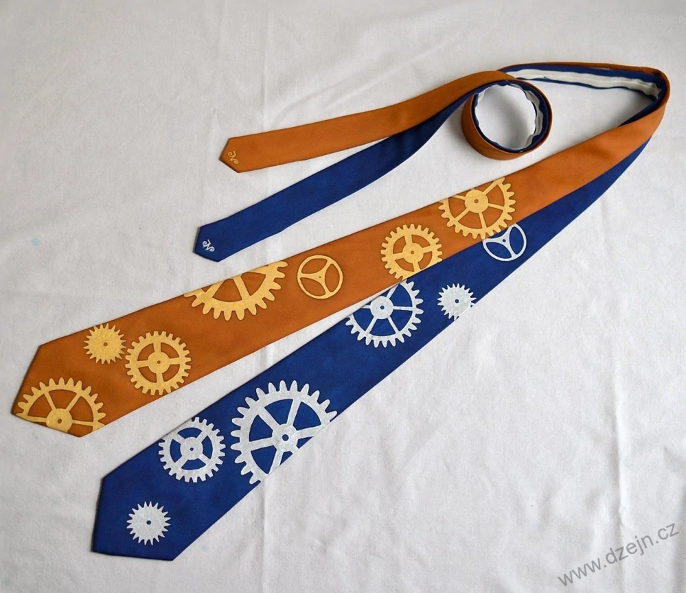 Kravata s ozubenými kolečky - sv. hnědá