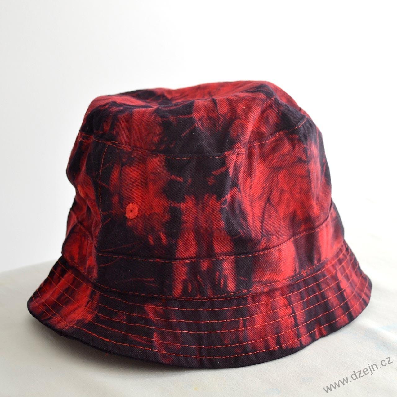 Batikovaný dětský klobouček - červeno-tmavěmodrý