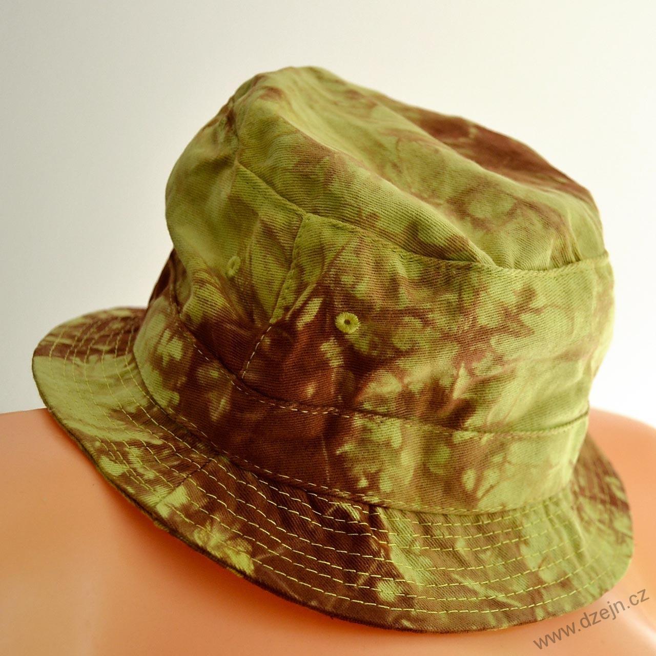 Batikovaný dětský klobouček - zeleno-hnědý