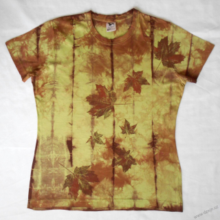 Zeleno-hnědé dámské triko s listy L