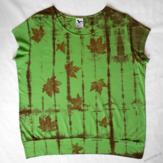 Zeleno-hnědé dámské triko s listy XXL