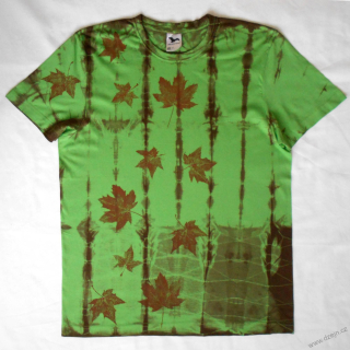 Zeleno-hnědé batikované triko s listy L