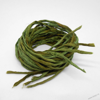 Hedvábná šňůrka strakatá zeleno-khaki