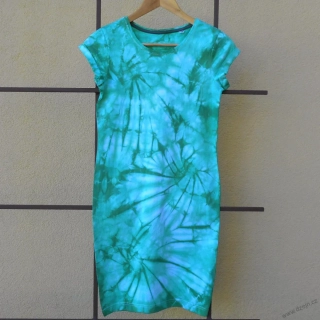 Dámské bílo-zelené batikované šaty XS