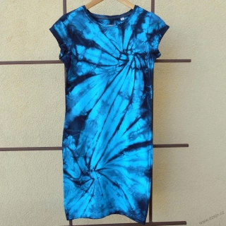 Dámské tyrkysovo-černé batikované šaty XS