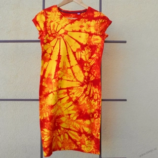 Dámské žluto-červené batikované šaty XS