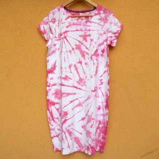 Dámské bílo-růžové batikované šaty L