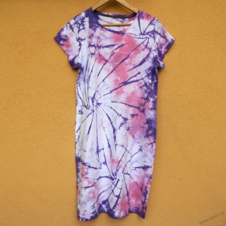 Dámské bílo-růžové batikované šaty L