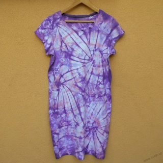 Dámské bílo-růžovo-fialové batikované šaty XS