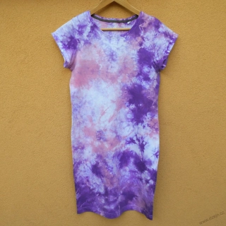 Dámské bílo-růžové batikované šaty L