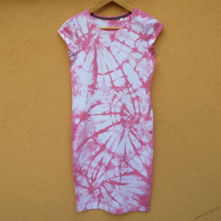 Dámské bílo-růžové batikované šaty XS