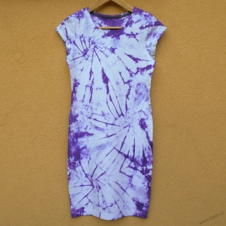 Dámské bílo-fialové batikované šaty XL