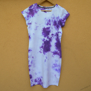 Dámské bílo-fialové batikované šaty S