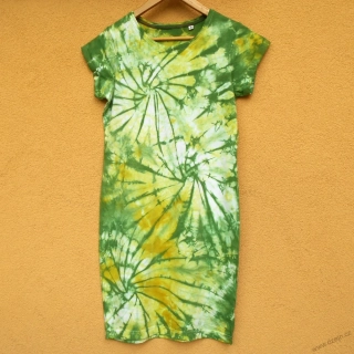 Dámské bílo-zelené batikované šaty S