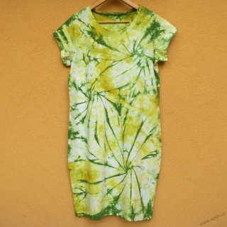 Dámské bílo-zelené batikované šaty L