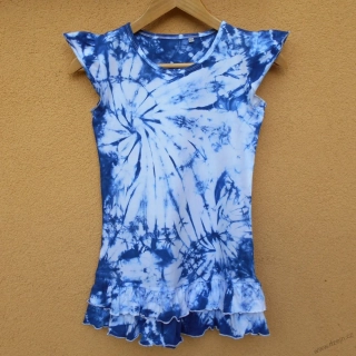 Dívčí bílo-tmavě modré batikované šaty 12/14