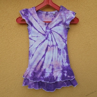 Dívčí bílo-růžovo-fialové batikované šaty 1 rok