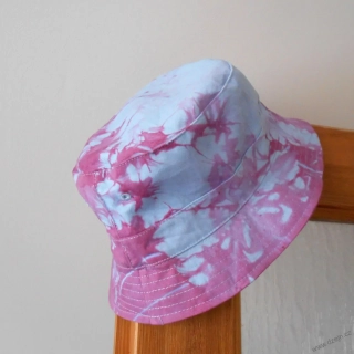 Batikovaný klobouček - modro-růžový
