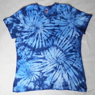 Bílo-modré batikované dámské triko XXL