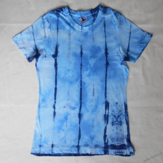 Bílo-modré batikované dámské triko M
