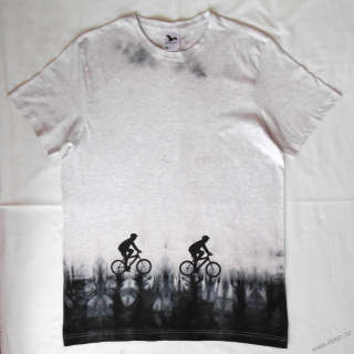Šedo-černé triko s cyklisty L