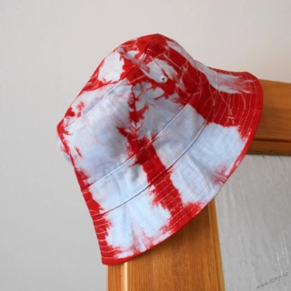 Batikovaný klobouček - modro-červený