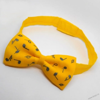 Žlutý hedvábný motýlek s notami - malý