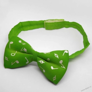 Žlutozelený hedvábný motýlek s notami - malý