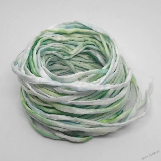 Hedvábná šňůrka světloučká modro-zelená