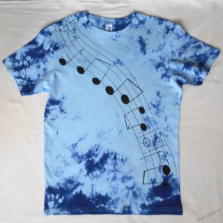 Dětské modré tričko s notovou osnovou (12-14 let)