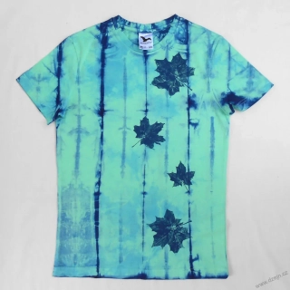 Dětské mentolovo-modré triko s listy (12 let)