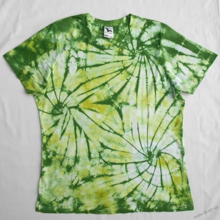 Bílo-zelené batikované dámské triko XXL