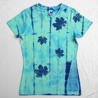 Mentolovo-modré dámské triko s listy S