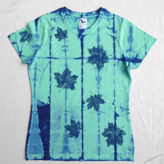 Mentolovo-modré dámské triko s listy M