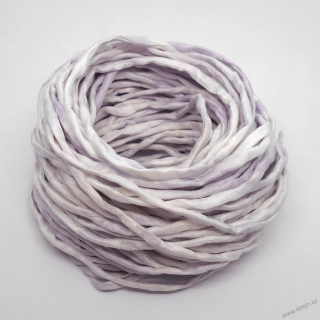 Hedvábná šňůrka světloučká bílo-šedofialová strakatá