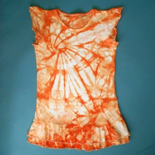 Dívčí bílo-oranžové batikované šaty 12/14