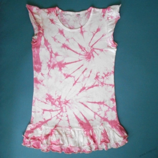 Dívčí bílo-růžové batikované šaty 12/14